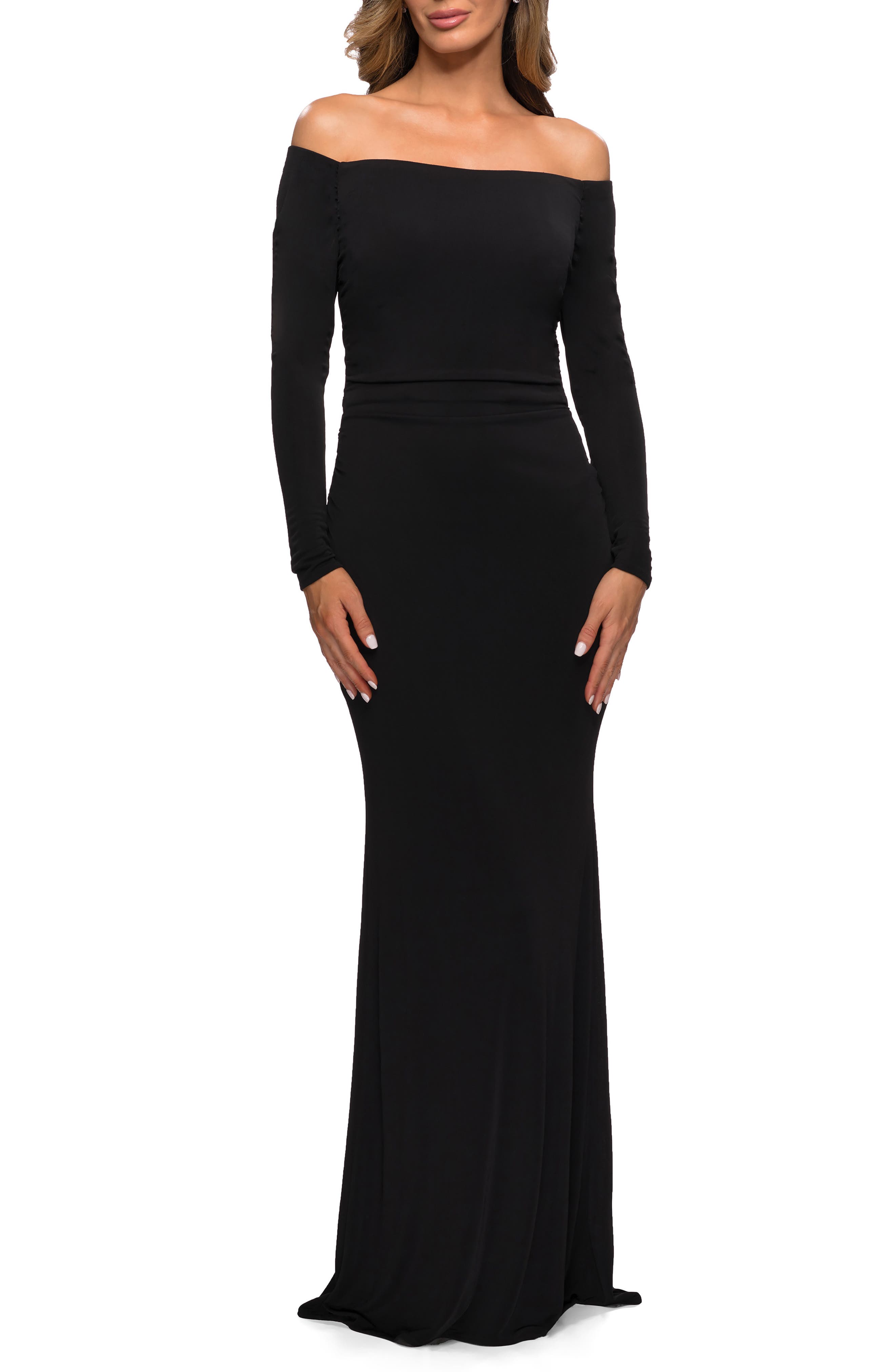 the Shoulder Long Sleeve Jersey Gown ...